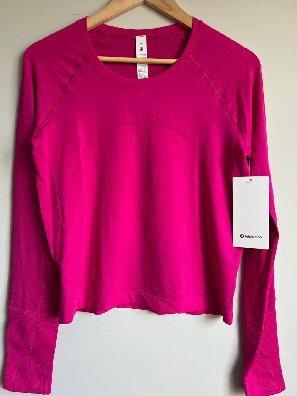 Lululemon Swiftly Tech Long Sleeve 2.0 *Race - Jeweled Magenta Pink Size 10 NWT